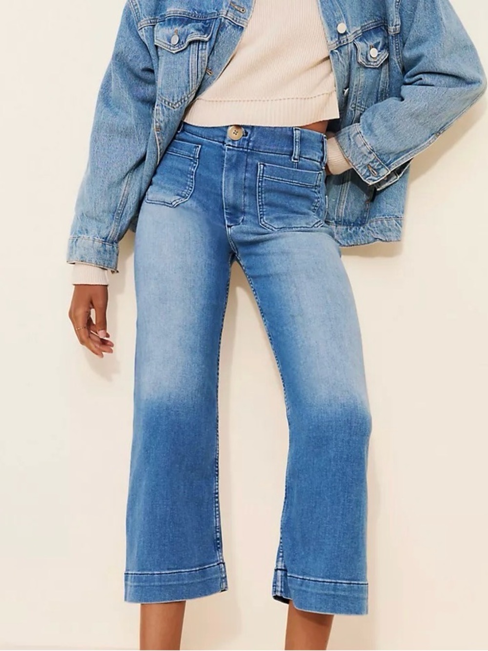 Maeve The Denim Colette Cropped Wide-Leg Jeans